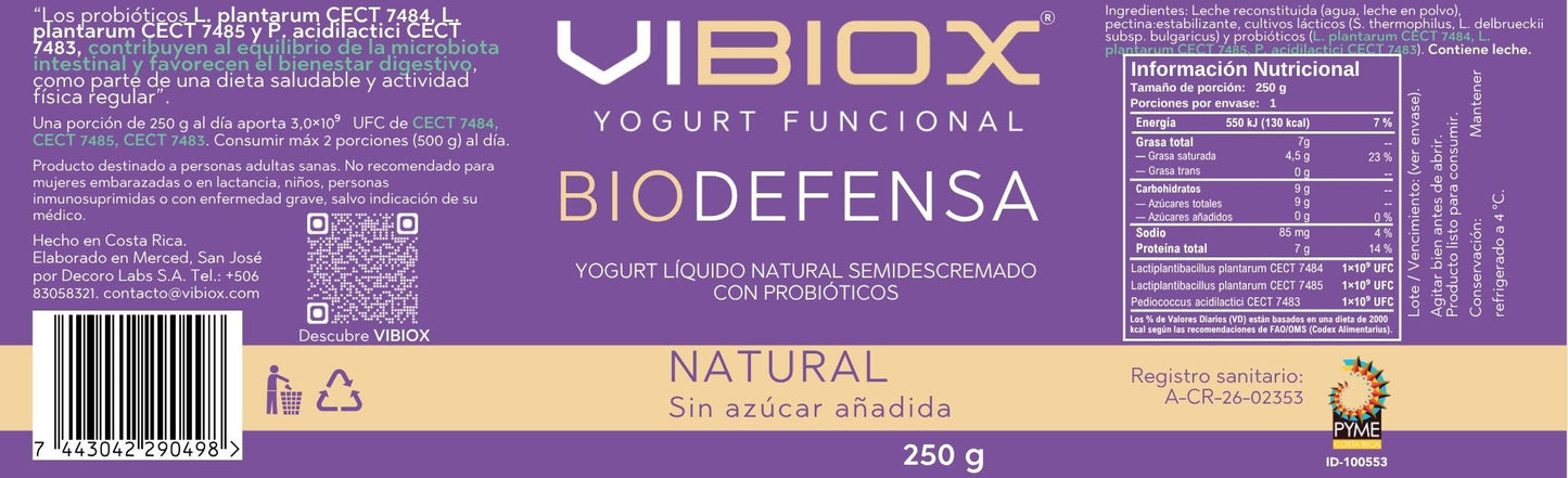BioDefensa250 g Yogurt Mejora Microbiota y Bienestar