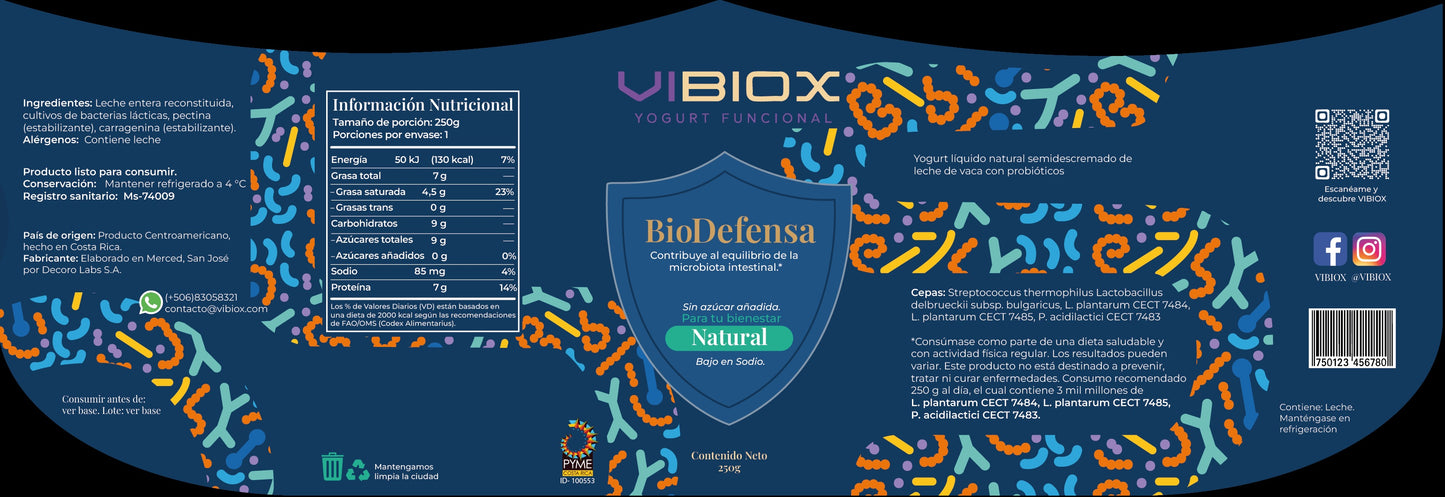 [caja 6 unidades] BioDefensa™ 250 mL Yogurt Equilibrio Intestinal