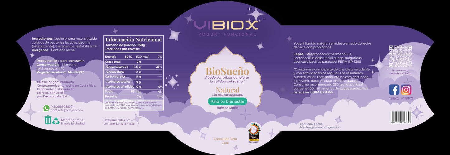 [caja 6 unidades] BioSueño™ 250 mL Yogurt Calidad Sueño